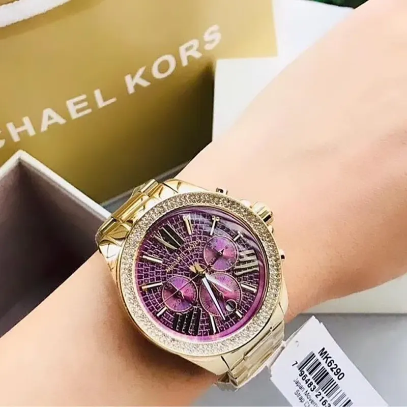 Michael Kors Wren Fuchsia Crystal Pave Gold-tone Ladies Watch- MK6290